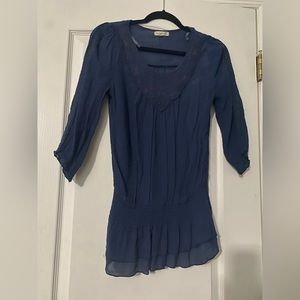 Blue gauze peplum top